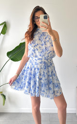 Robe fleurie TAORMINA - bleue