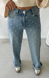 Jeans à pois NELIS - bleu