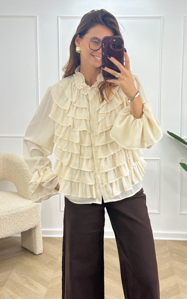 Blouse volants MIRELLA - écru