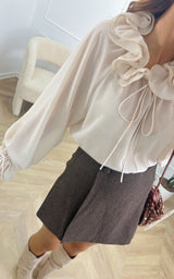 Blouse volants NEANDRO - beige