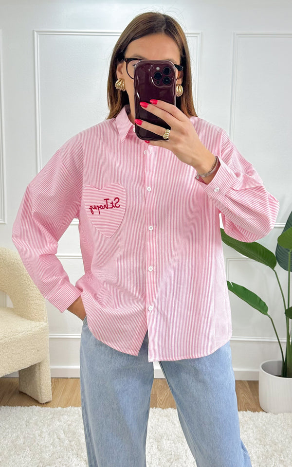 Chemise rayée TYLIO - rose