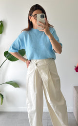 Pull asymétrique COMO - bleu et blanc