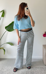 Pantalon crochet SIRMIONE - bleu et écru