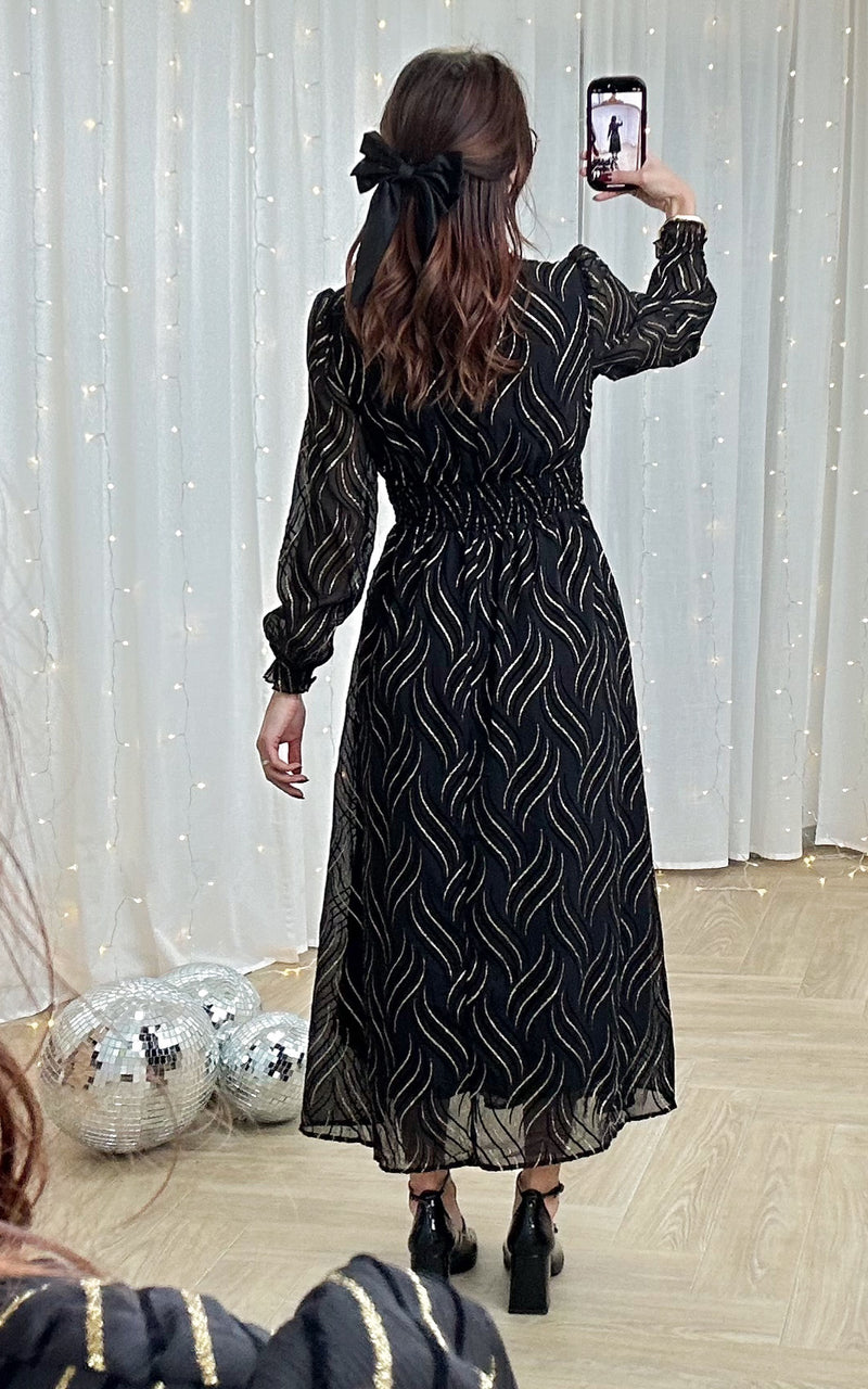 Robe longue STARDUST - noir et doré