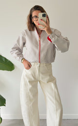 Veste bomber rayé ELVA - noir, blanc et rouge