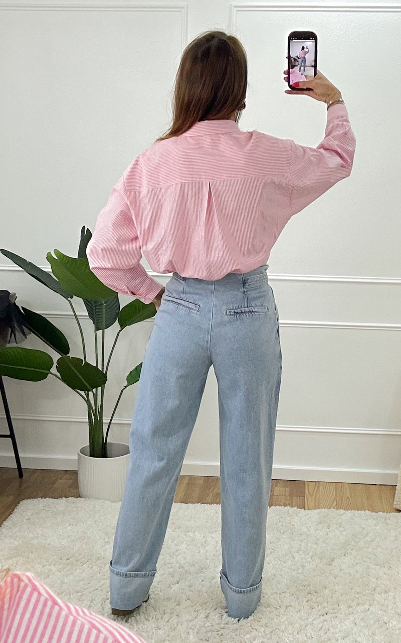 Chemise rayée TYLIO - rose
