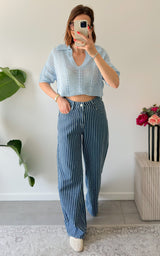 Jeans rayé SANTANDER - bleu et blanc