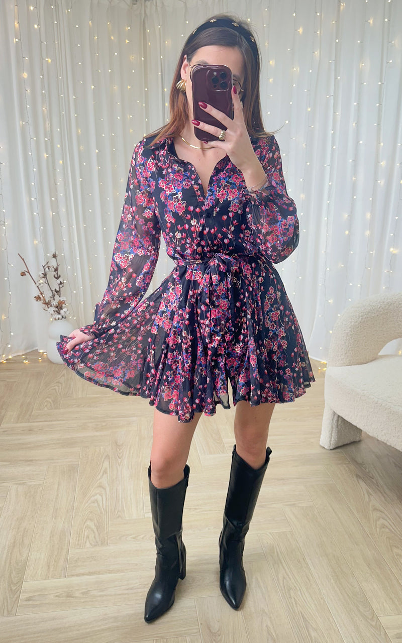 Robe MALO - noir et rose