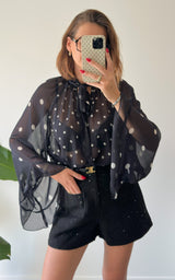 Blouse à pois TESSIA - noir et blanc