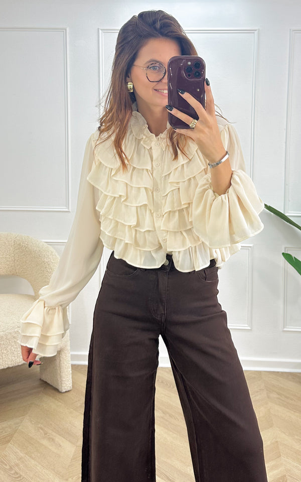 Blouse volants MIRELLA - écru