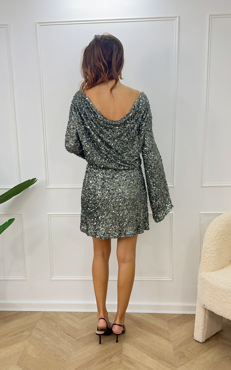 Robe sequins ALMEE - gris
