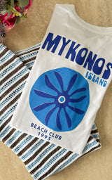 T-shirt MYKONOS - blanc et bleu 🇮🇹