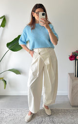 Pull asymétrique COMO - bleu et blanc