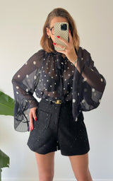 Blouse à pois TESSIA - noir et blanc