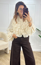 Blouse volants MIRELLA - écru
