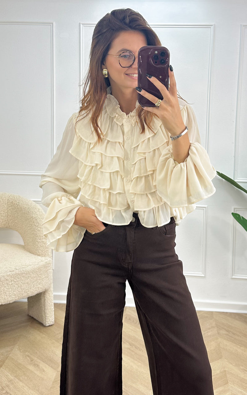 Blouse volants MIRELLA - écru