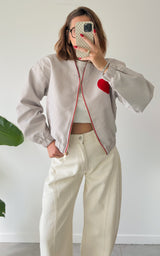 Veste bomber rayé ELVA - noir, blanc et rouge