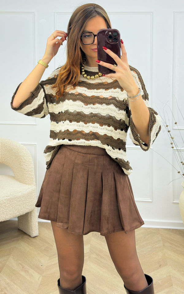 Pull MAELAN - marron et écru 🇮🇹