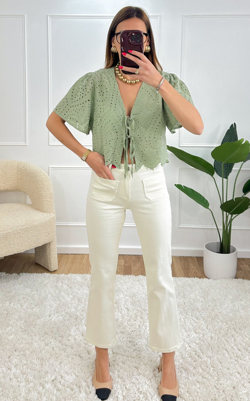Jeans AZELIE - blanc cassé