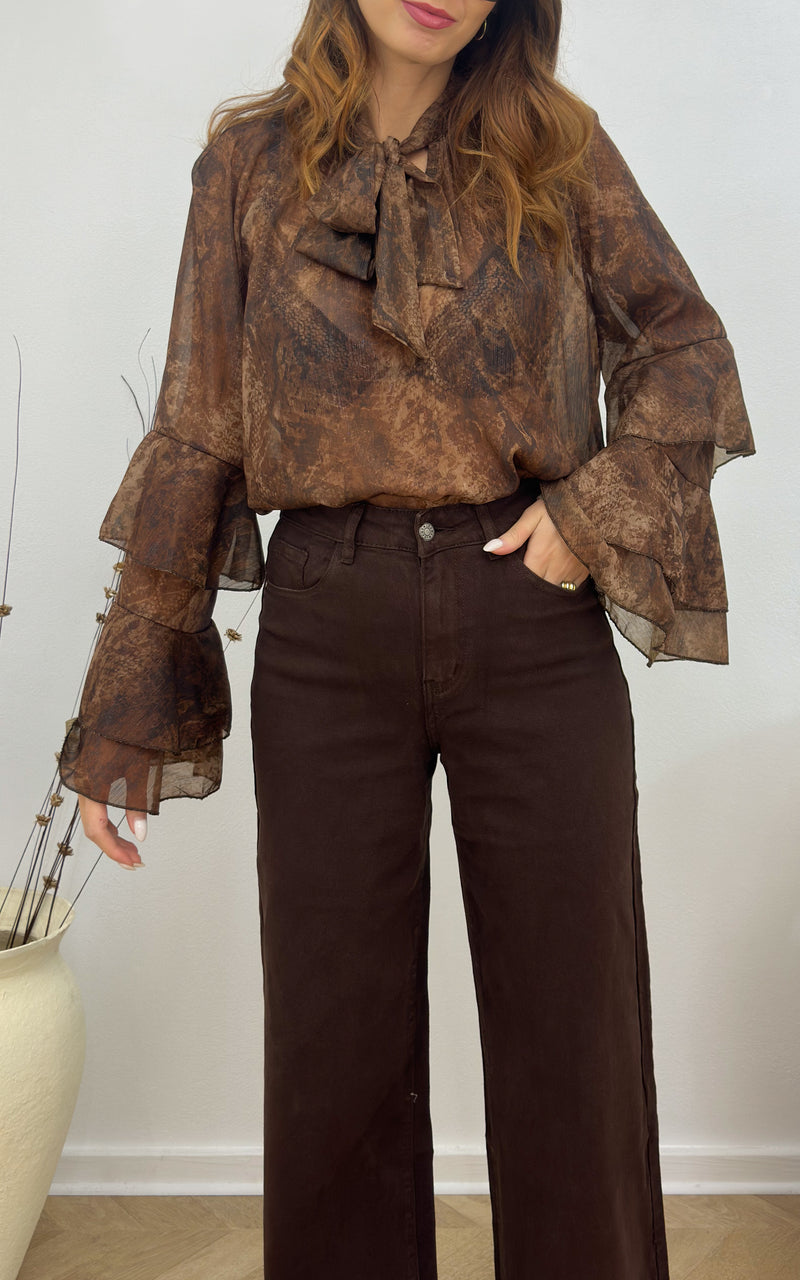 Blouse serpent AMBRINE - marron 🇮🇹