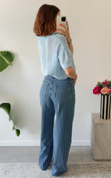 Pull crochet CORUNA - bleu