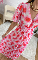 Robe longue SOREN - rose et blanc