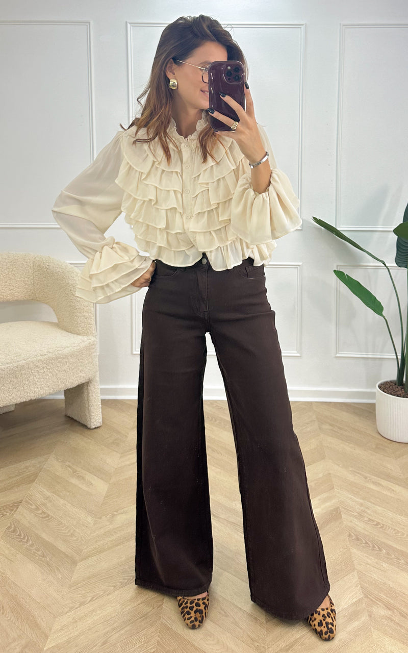 Blouse volants MIRELLA - écru