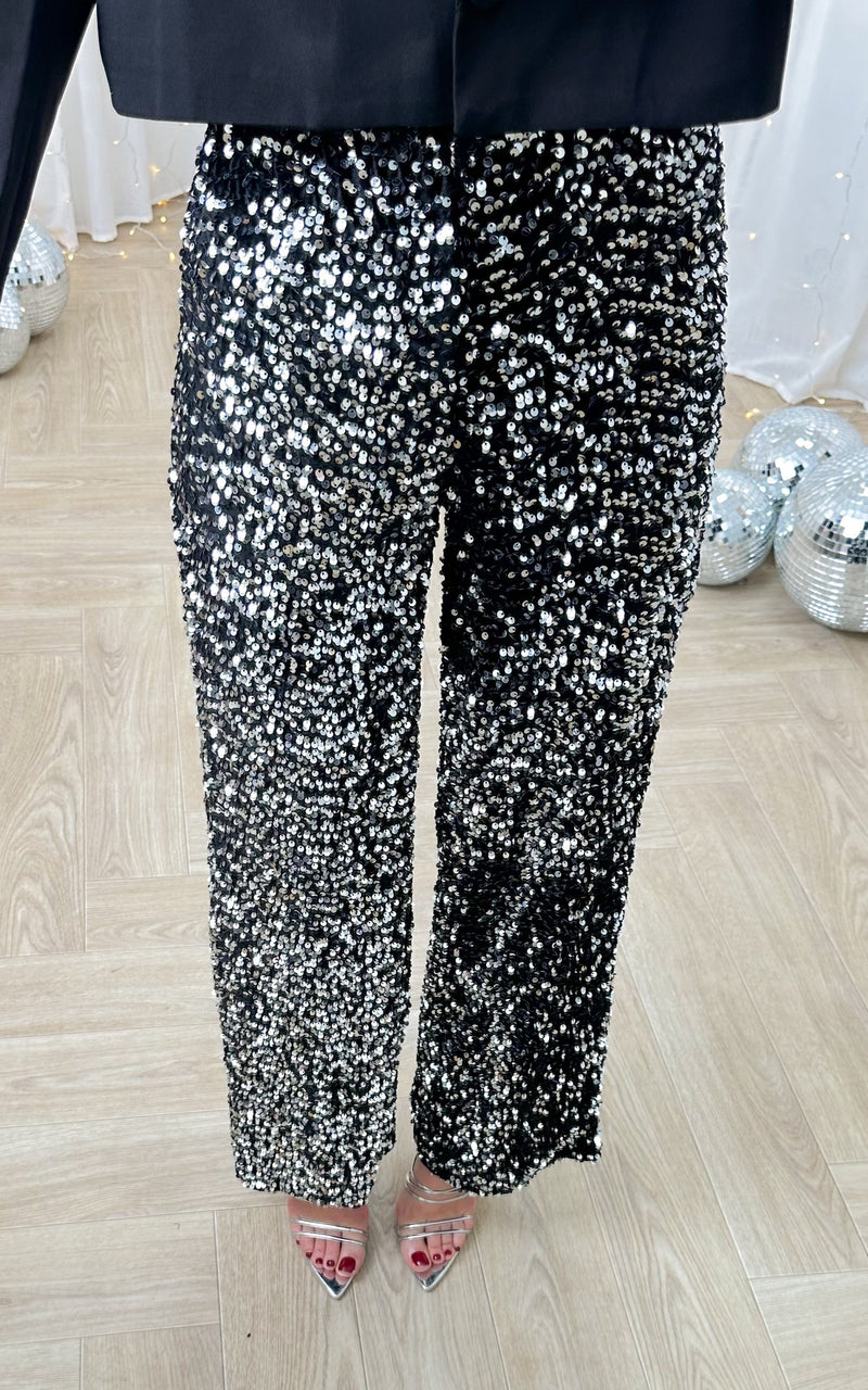 Pantalon sequin CRISTAL - argenté et noir 🇮🇹