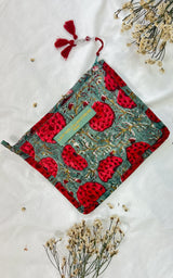 Pochette verte et rouge SCARLETT