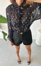 Blouse à pois TESSIA - noir et blanc