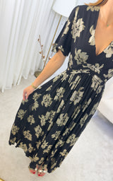 Robe longue noire et dorée GILLIS