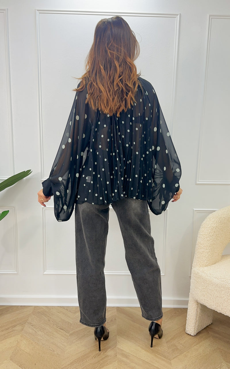 Blouse à pois AMETHYS - noir et blanc