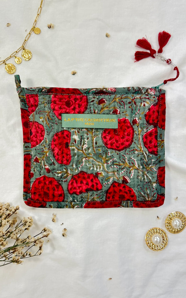 Pochette verte et rouge SCARLETT