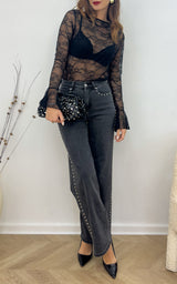 Jeans à clous ARIA - gris foncé