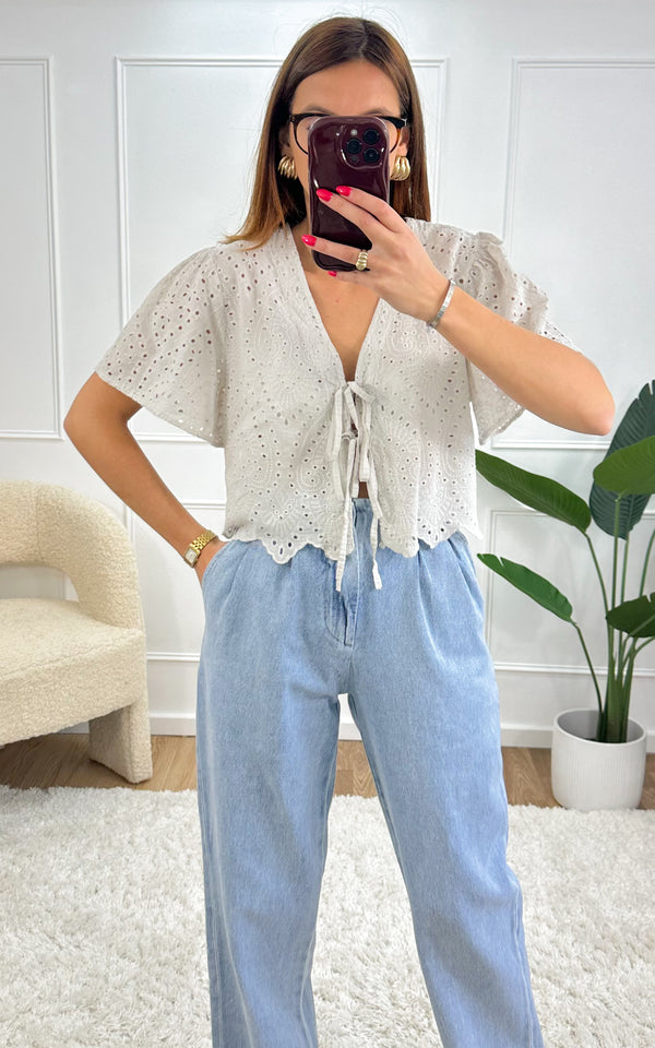 Blouse dentelle SORAYA - beige 🇮🇹