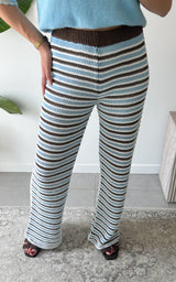 Pantalon crochet SIRMIONE - bleu et écru