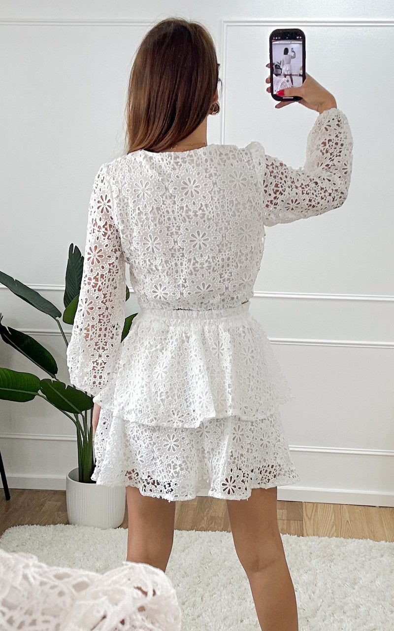 Blouse dentelle NAELIS - blanc