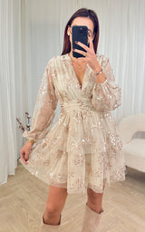 Robe à sequins PIKA - beige