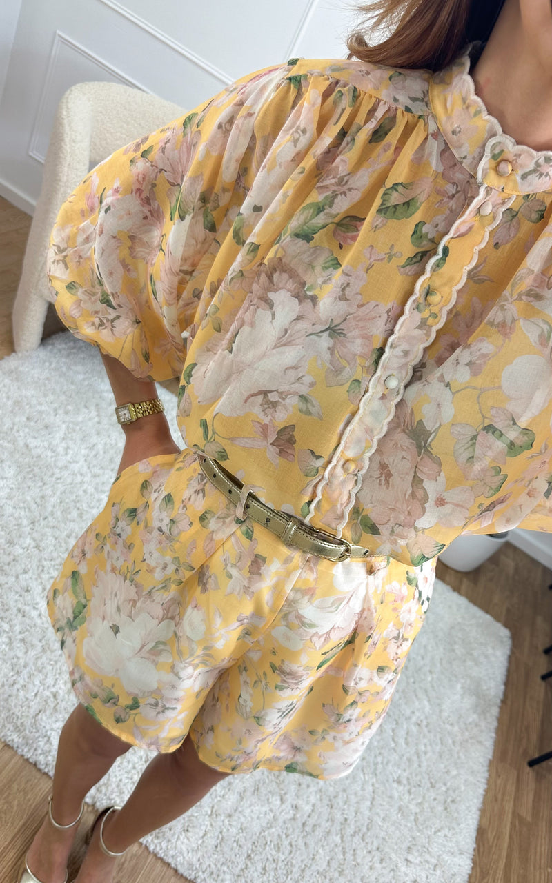Short fleuri NAKOA - jaune/orange