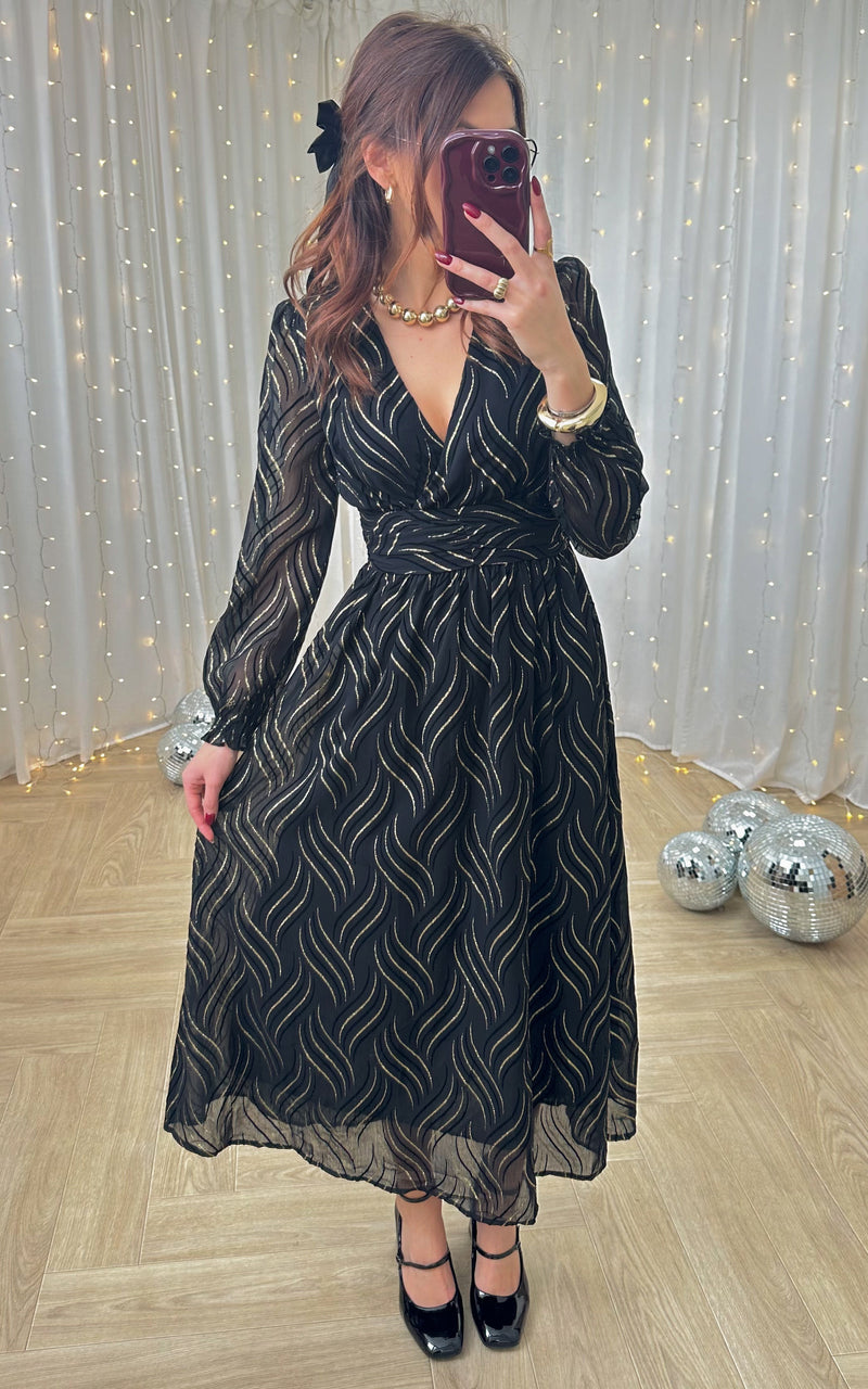 Robe longue STARDUST - noir et doré