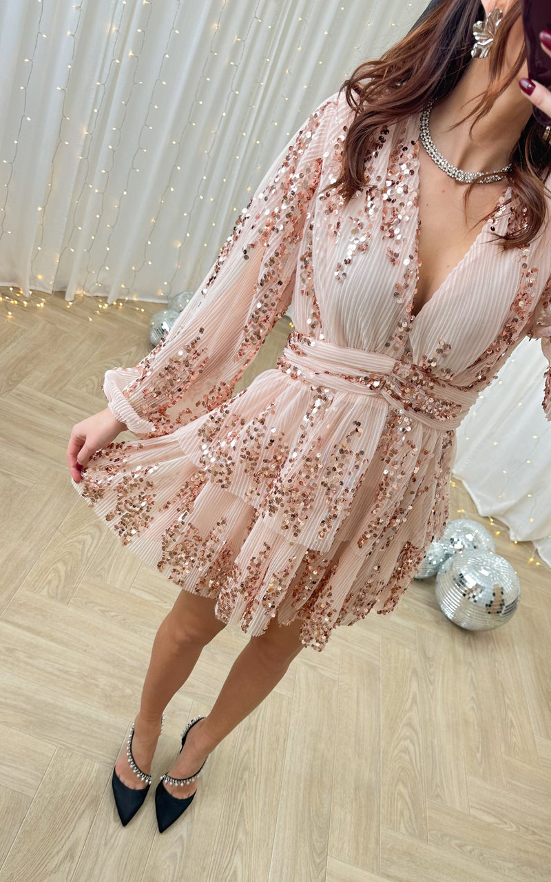 Robe sequins PIKA - rose