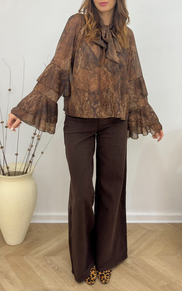 Blouse serpent AMBRINE - marron 🇮🇹
