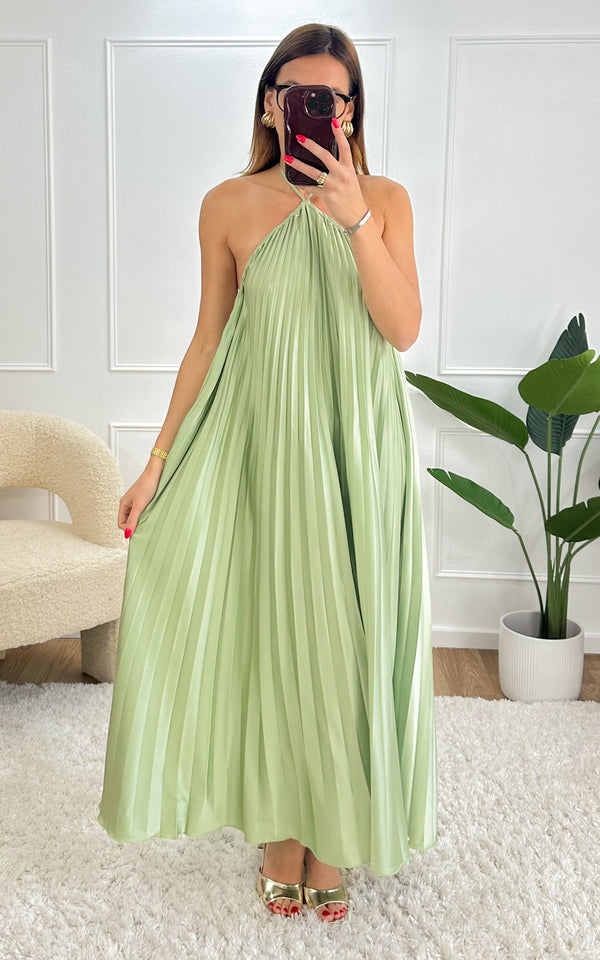 Robe plissée MAERIC - vert d'eau