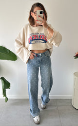 Jeans à pois NELIS - bleu