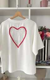 T-shirt cœur PERUGIA - blanc et rouge