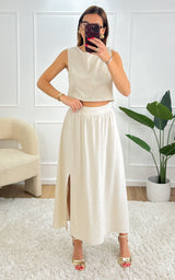 Top en lin dos nu ORLANE - beige