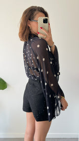 Blouse à pois TESSIA - noir et blanc