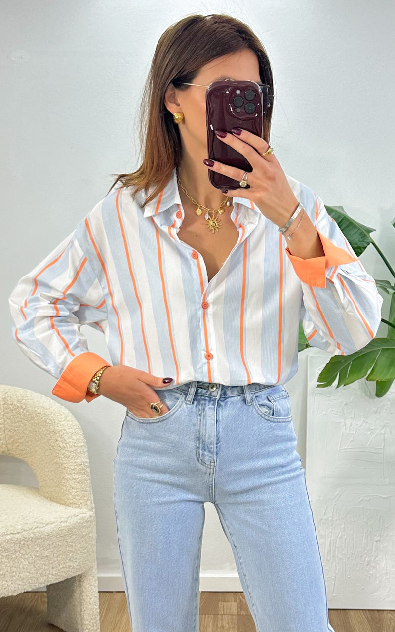 Chemise rayée FLORIANE - orange