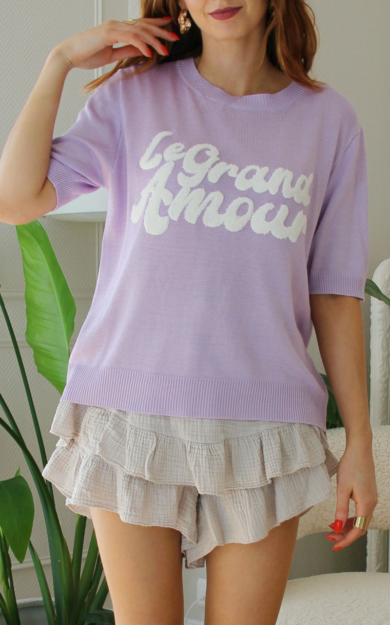 T-shirt maille violet FREDDIE
