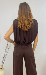Top mousseline IRIANE - chocolat